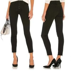 MOTHER The Pixie Ankle Fray Jeans Black Holding Hands Wash Raw Hem Size 30